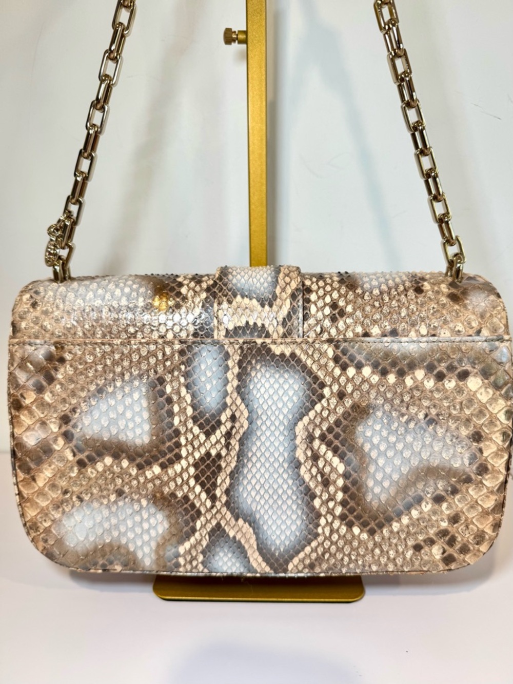 Christian Dior Perle Bronze Python Miss Dior Medium Flap Bag W Gold Chain Strap - Picture 9 of 16